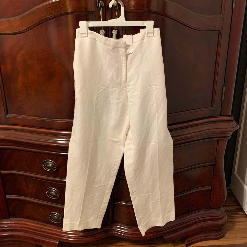 H&M White Linen Viscose Pants